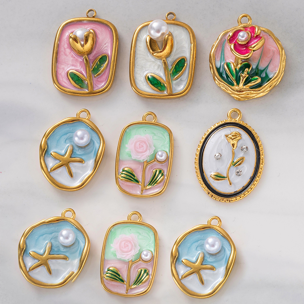 2pcs Gold Stainless Steel Enam - огляд і ціна Embellishment Crafts