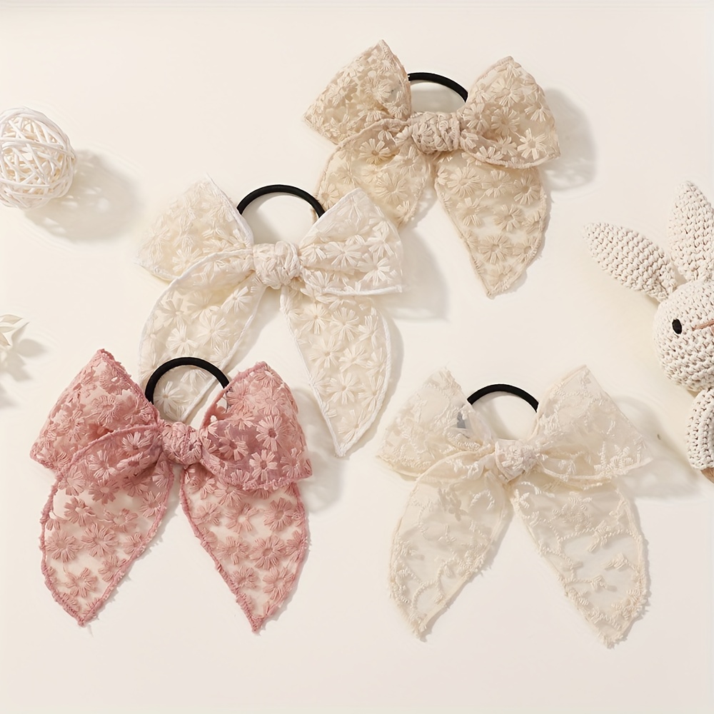 Elegant Lace Bow Hair Tie for  - огляд і ціна Elastic Lace Trim