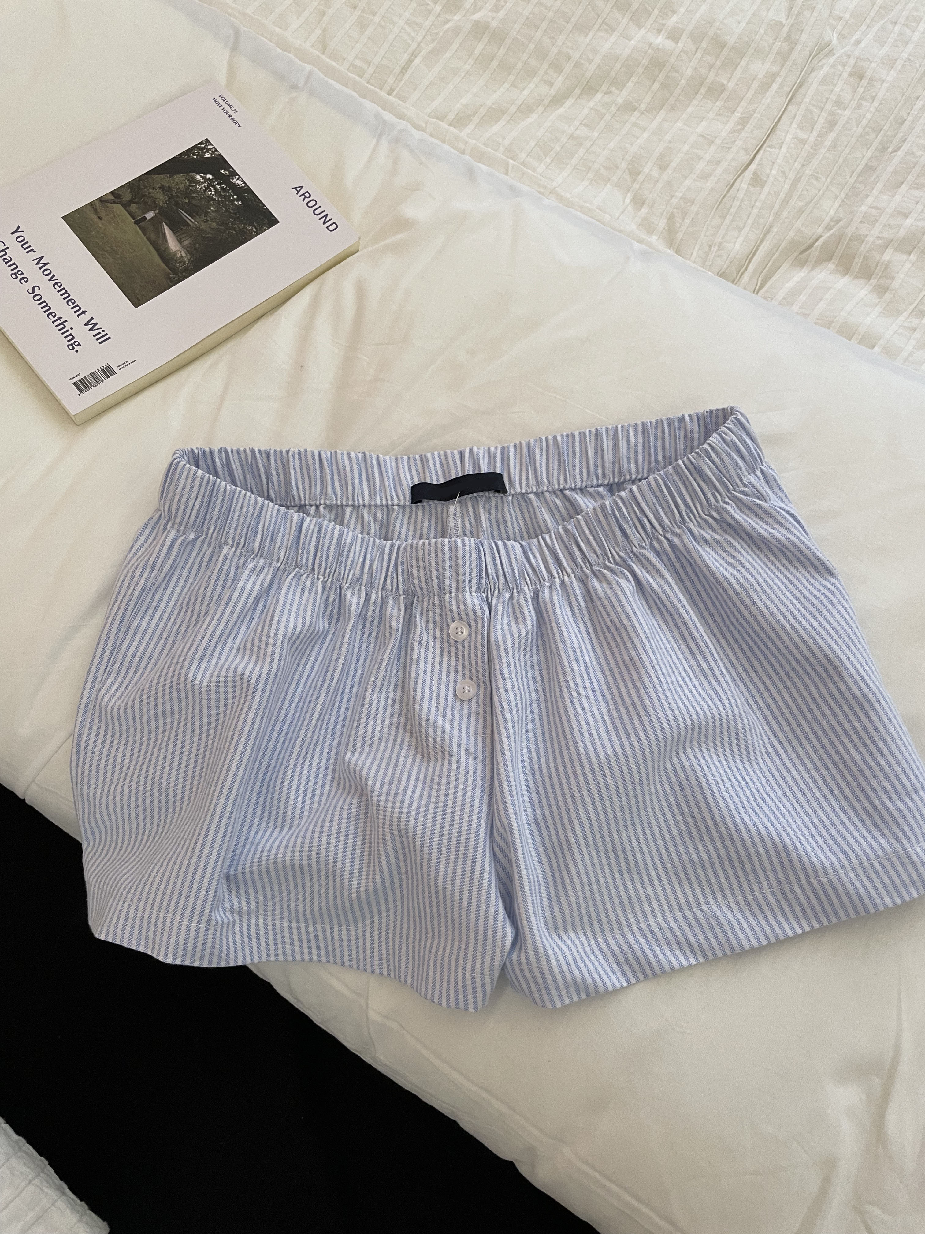 Blue Striped Shorts 2 Piece Se - огляд і ціна Elastic Lace Trim