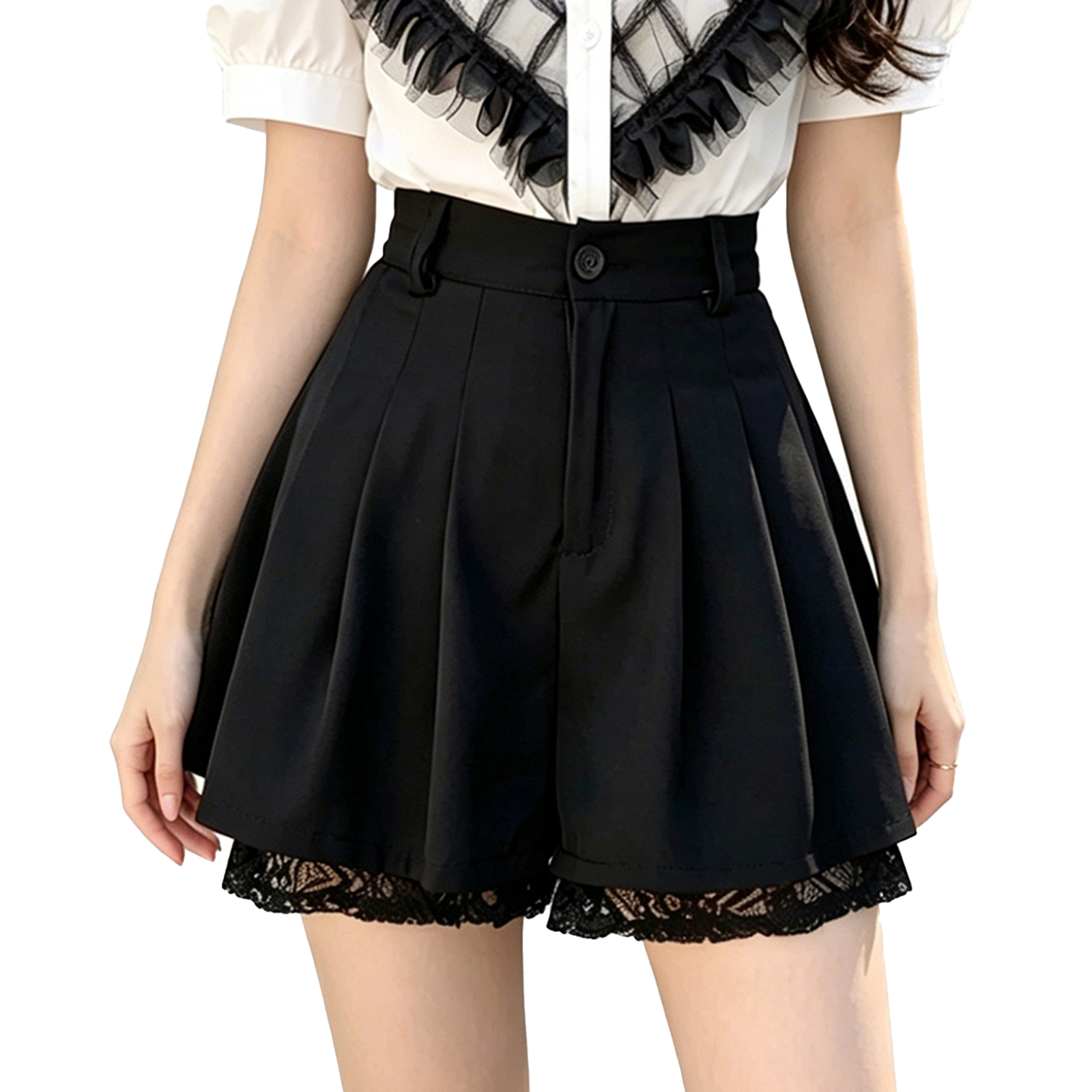 Women High Waist Tailored Trou - огляд і ціна Elastic Lace Trim