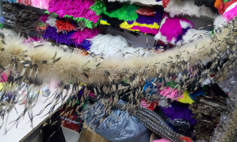 2Yards/lot Luxury Khaki&BLACK& - огляд і ціна Feather Trim Marabou