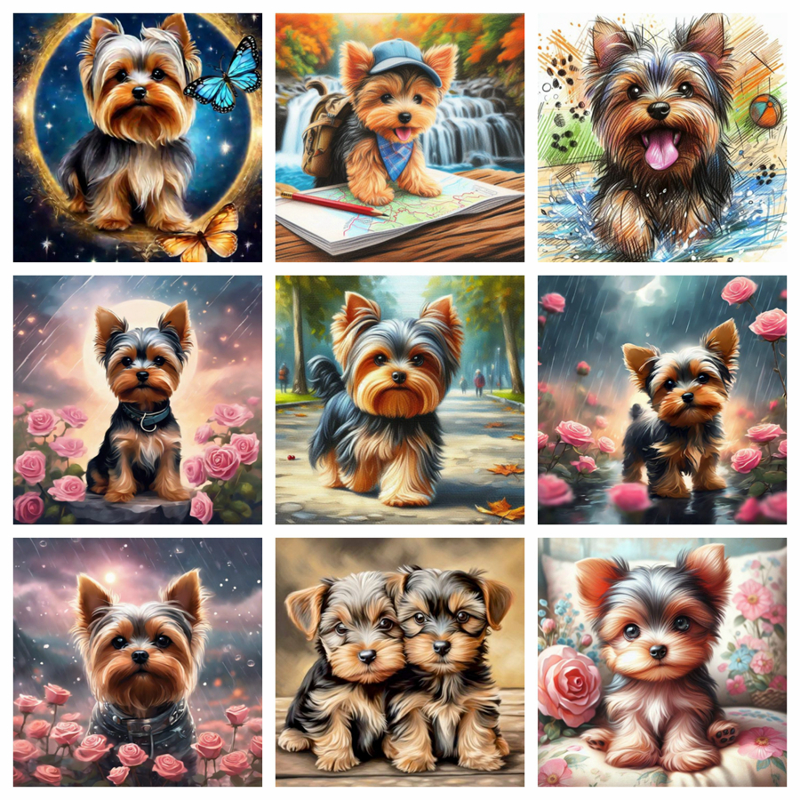 Yorkshire Terrier Dog 5D DIY D - огляд і ціна Embroidery Embellishments