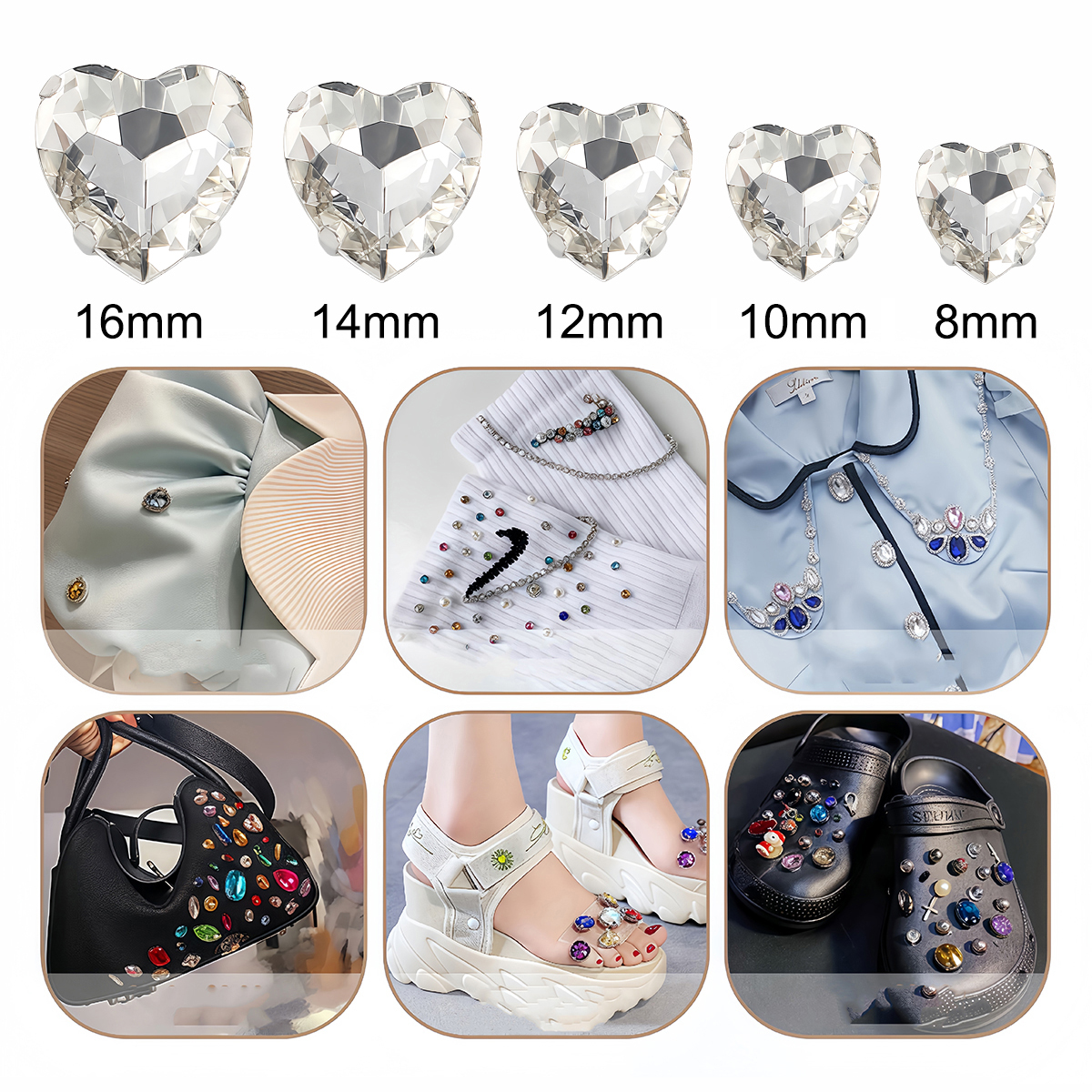 Heart Shape Glass Rhinestones  - огляд і ціна Sew On Rhinestone