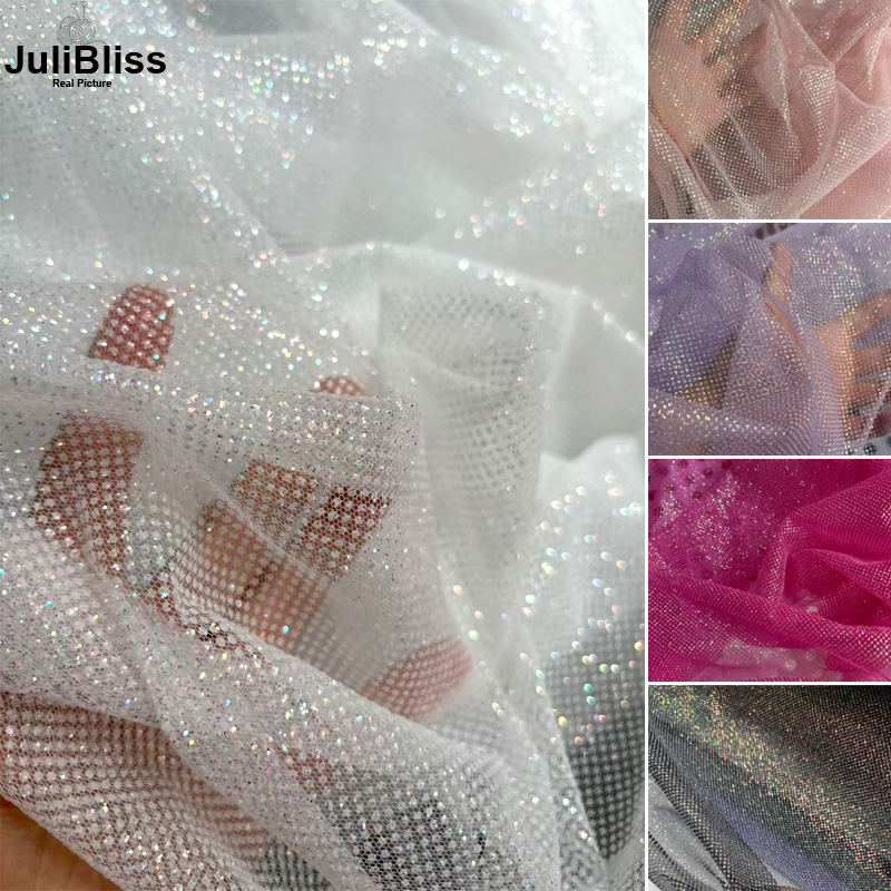Shimmering White Glitter Tulle - огляд і ціна Sequin Fabric Panel