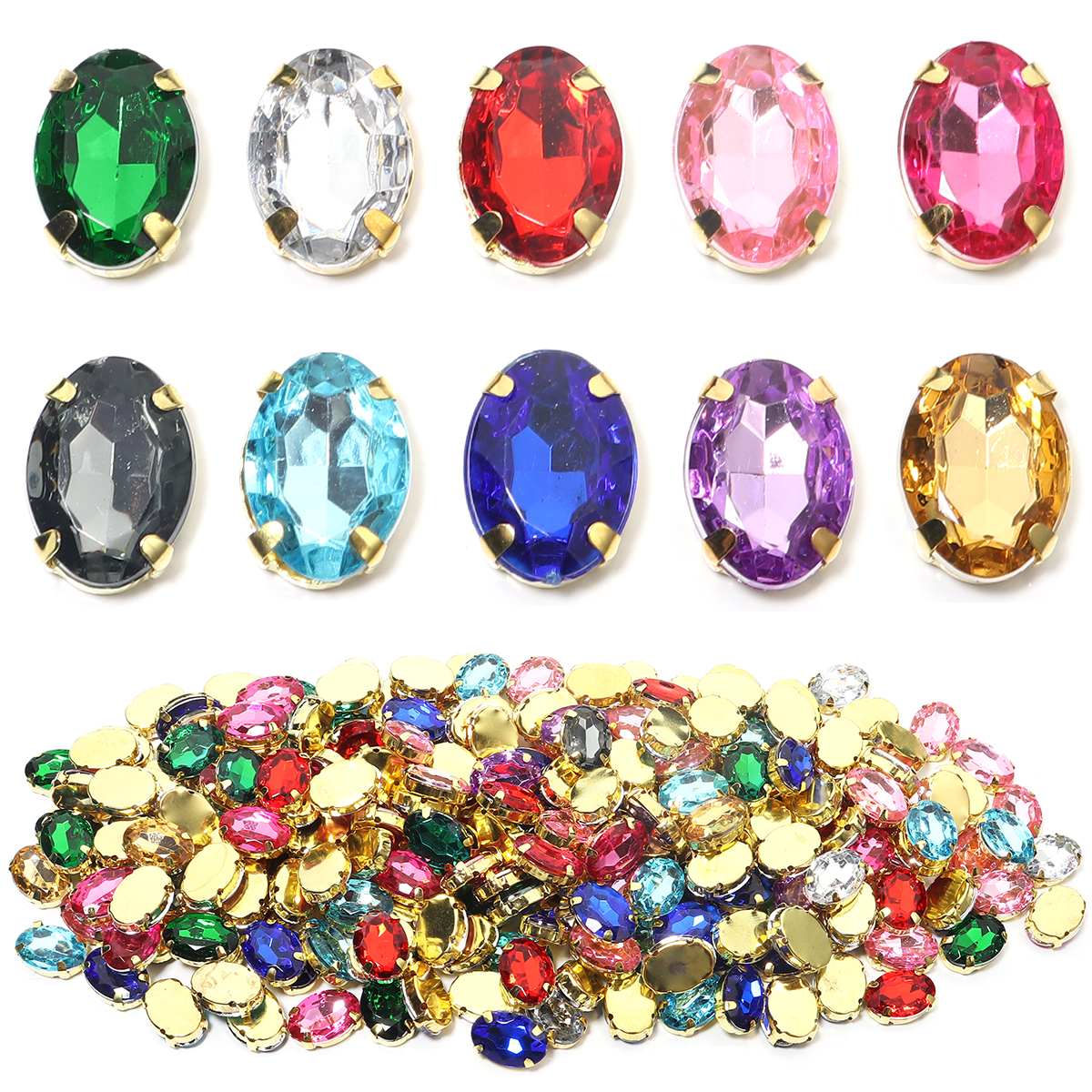 50pcs Gold Color Stainless Ste - огляд і ціна Sew On Rhinestone