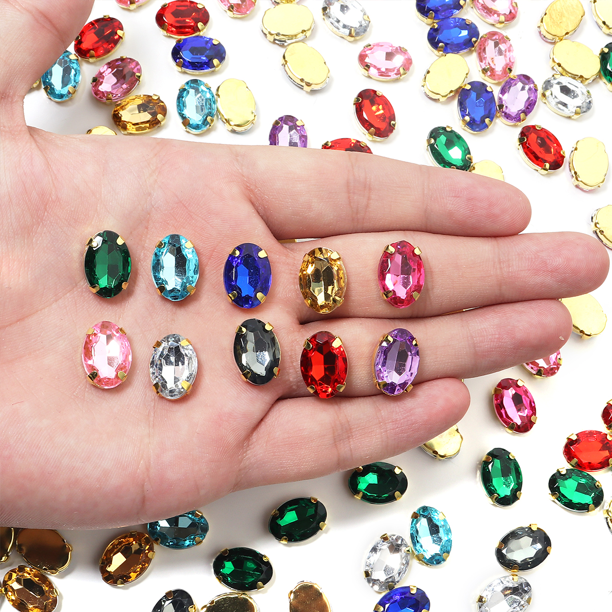 50pcs Gold Color Stainless Ste - огляд і ціна Sew On Rhinestone