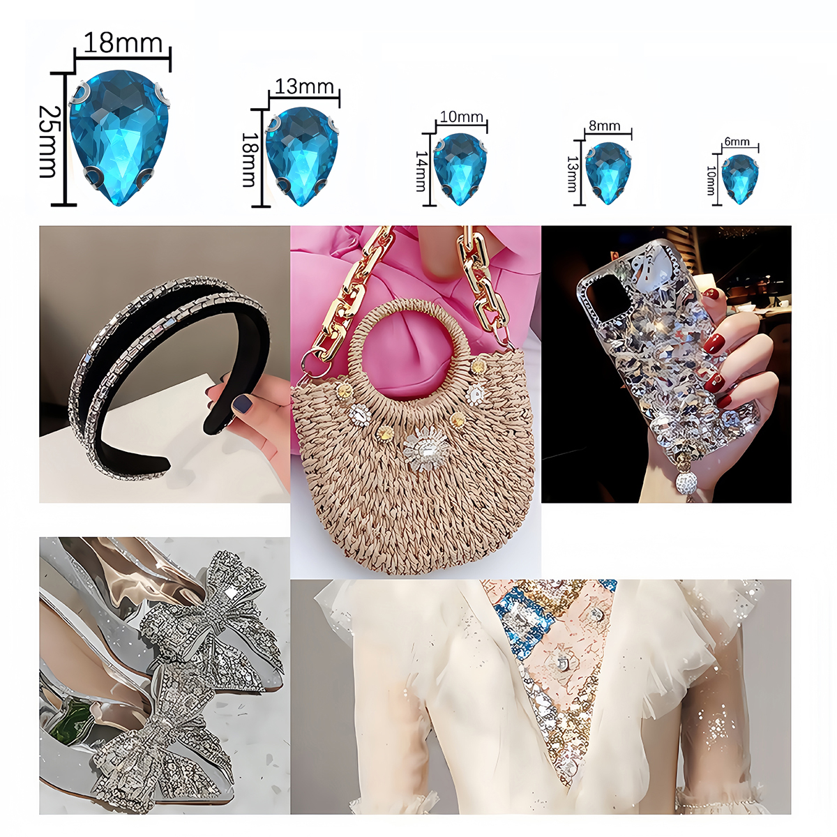 Water Drop Crystal Glass Rhine - огляд і ціна Sew On Rhinestone