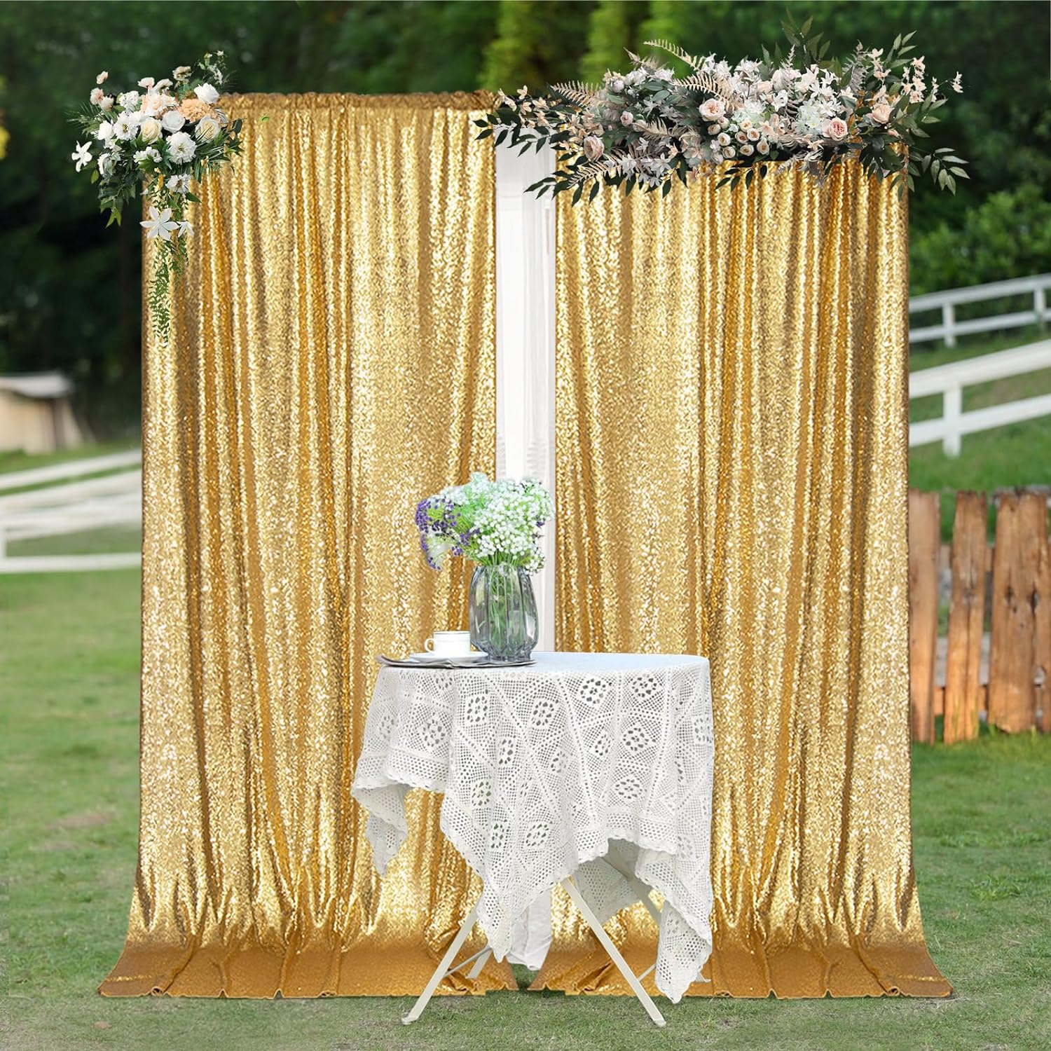 2×8FT-4PCS Gold Sequin Backdro - огляд і ціна Sequin Fabric Panel